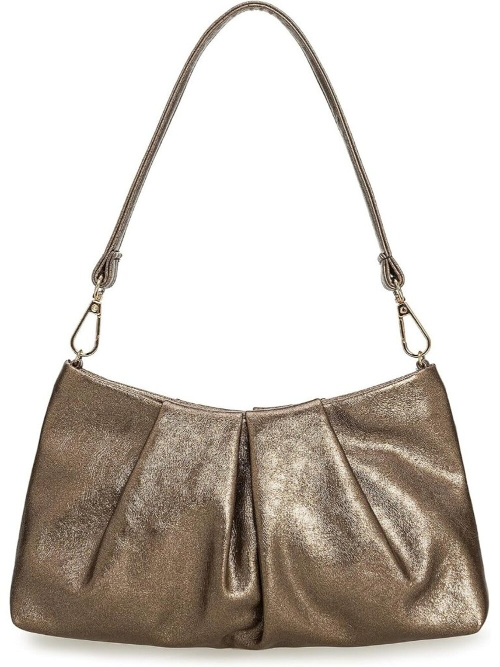 Women's Bronze Pleated Pu Clutch Purse For Dressy Formal Cocktail Handbag